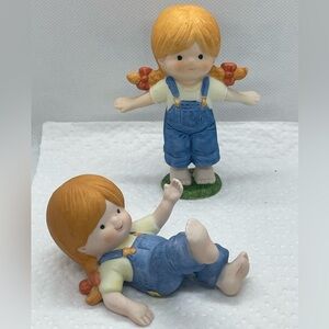 Vintage Enesco Katie Set Of 2 Country Cousins Figurines Collectible Ceramic Pair